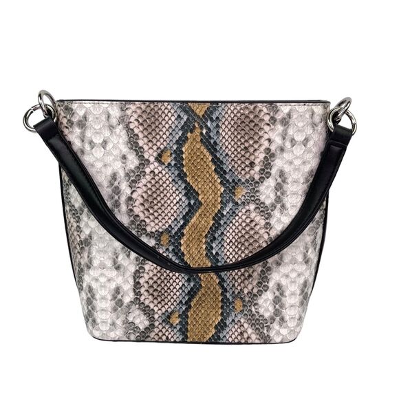 Just Fab Embossed Pleather Snakeskin Small Top Handle Shoulder Bag Purse Womens - Picture 1 of 12